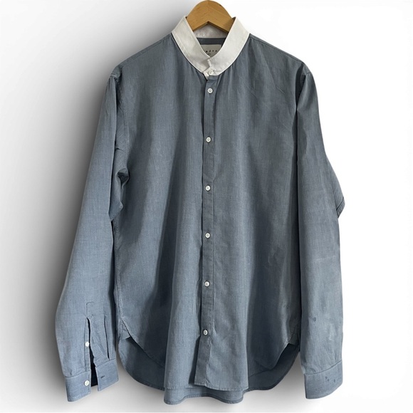 Sandro Paris Other - Sandro Paris Men’s XL Blue & White Mandarin Collar Shirt